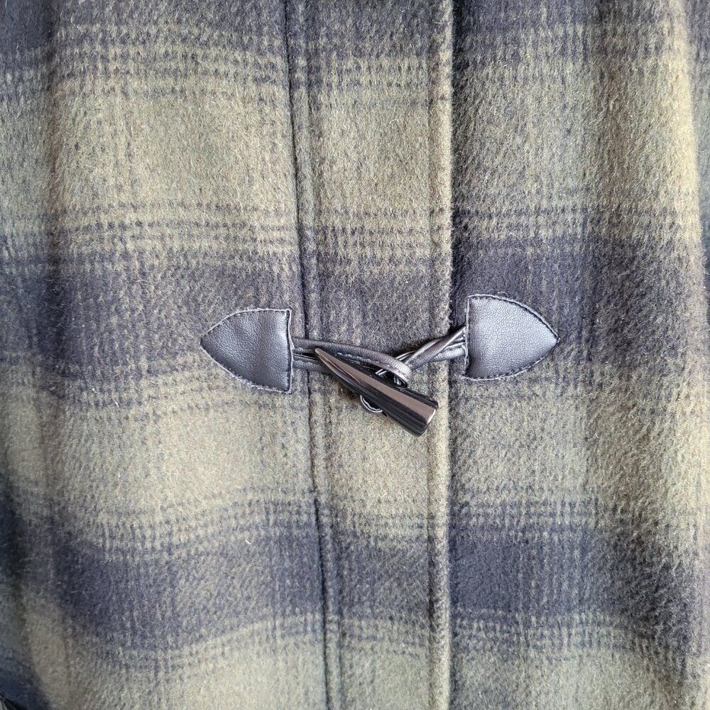 LAST CALL -Weatherproof Green Plaid Vegan Leather Mid Length Coat (Size: L) - Picture 10 of 16